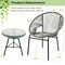 Costway 3PCS Patio Acapulco Furniture Bistro Set Plastic Rope Glass Table Black/Gray/Turquoise/White